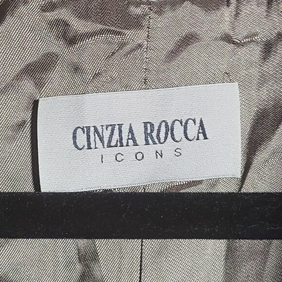 Cinzia Rocca Icon Gray Leopard Slant Pockets Crossover Collar Coat US 18  0 - Picture 2 of 15